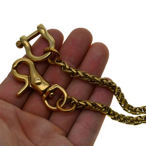 vintage Brass wheat  wallet jean trousers chains snake chain D shackle connector lobster clasp keychains