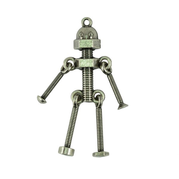 2 pcs Steam Punk rocking roll Vis Robot Android Pendentifs pour Porte-clés Collier de longe Jean DIY Fabrication