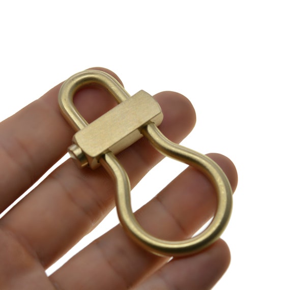Handmade Heavy Duty Unique Solid Brass Bulb Click Slide Locking Snap  Carabiner Clasp Safety Hook Tool Keychain DIY FOB EDC Connector 