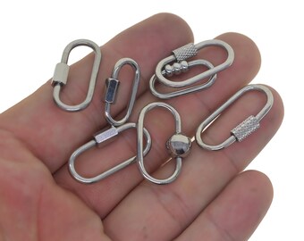 various Mirror polished 0.8 1 inch small Oval run course 304 stainless steel Screw locking carabiner Clasp Hook closure Jewelry DIY Making