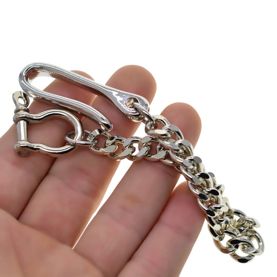 Silver Plated Japanese U Fish Hook Shackle Wallet Keychains Trouse Chains  Biker Jean Chains Keyrings Housewarming Gift Friend Family 