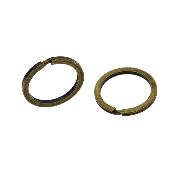 32mm 28mm plat rond fendu porte-clés porte-clés chaîne sac laisse de chien EDC porte-clés bricolage fabrication de fournitures bronze argenté et cuivre rétro