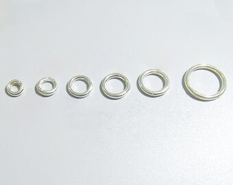 8 mm petit 20 mm grand simple Corée petit argent sterling 925 rond cercle mousqueton fermoir à ressort chaîne collier de perles jonc accessoire de bricolage