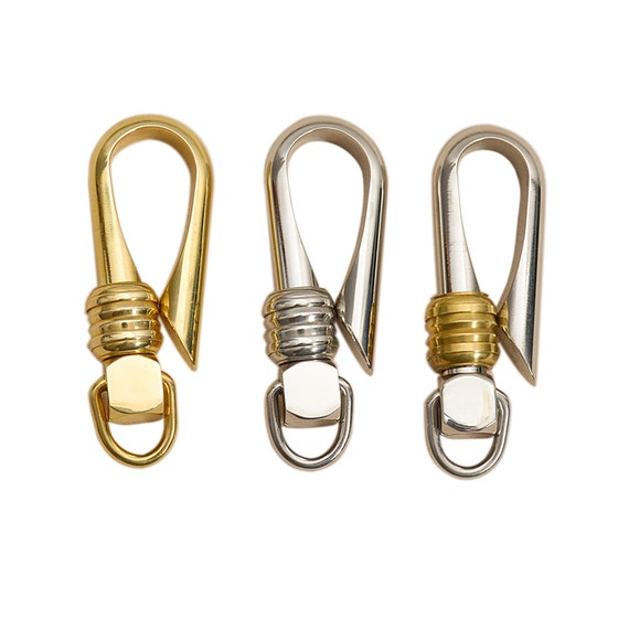 Fine Solid 314 Stainless Steel Brass Creative Slide Lock Japanese U Shape Fish  Hook Swivel D Ring Keychain Key Ring Holder FOB EDC DIY 