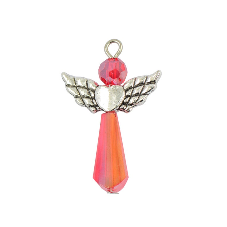 12Pcs handmade  angel wing dangle charms  pendant Tibetan Silver metal  and assorted colors 8mm 12mm faceted rondelle Crystal Glass beads