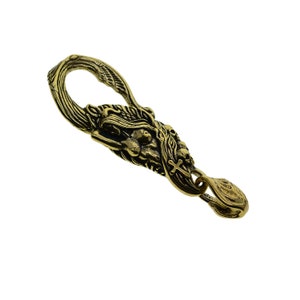 handmade Super fine retro brass mermaid belt hook clasp with skull and cross decoration leather craft keychains keyring FOB DIY image 5