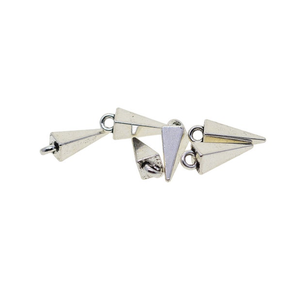 Fine 3D Tibetan Silver oxidized metal alloy 3D Spike Triangular Pyramid Charms Pendants for Earring necklace expandable bracelet DIY Making