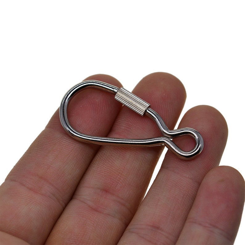 Steel Bshaped Screw Locking Carabiner Keychains Clasp Safety Hook Buckle Tool Keychain keyring EDC gear DIY making supplies image 2