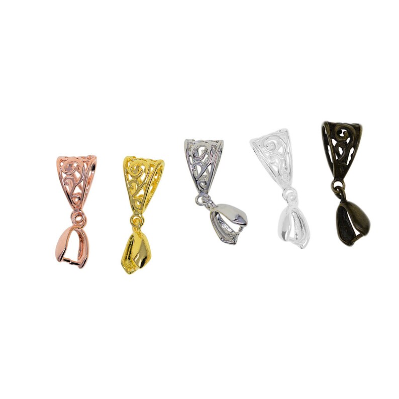 Handmade Fine Solid Brass Pendant Pinch Bails Filigree Flower Etsy
