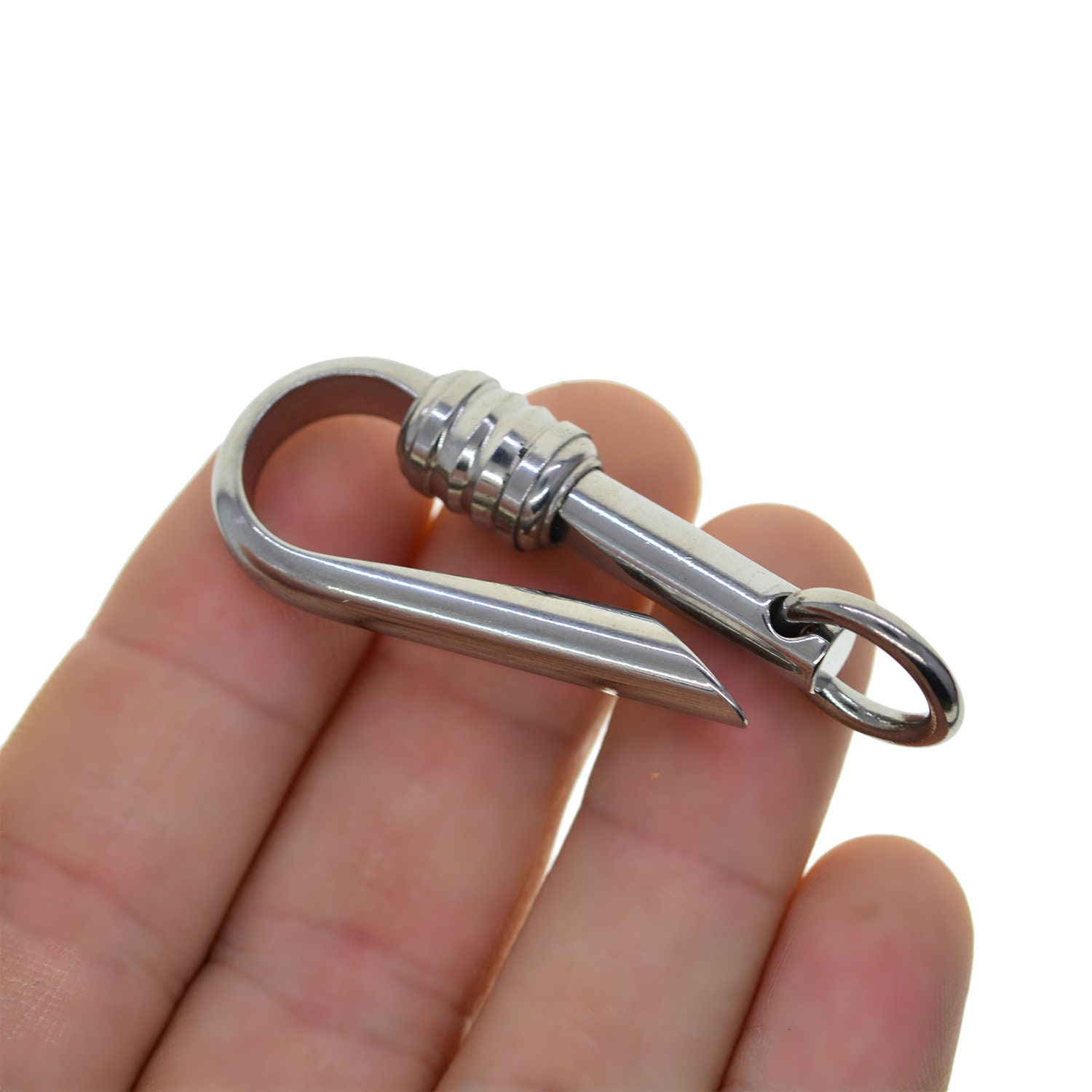 Fine Solid 314 Stainless Steel Brass Creative Slide Lock Japanese U Shape  Fish Hook Swivel D Ring Keychain Key Ring Holder FOB EDC DIY -  Finland