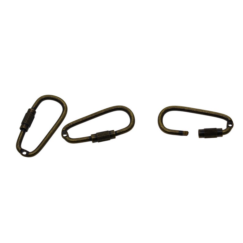 6 Pcs Steel Pearl Screw Locking Carabiner Key Ring Clasp Etsy