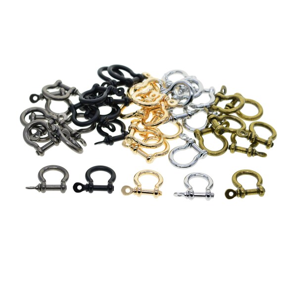 wholesale 5 colors alloy Japanese bow screw lock pin Shackle Joint Connector FOB KeyChains U Hook Leather DIY craft Horse shoes D hooks