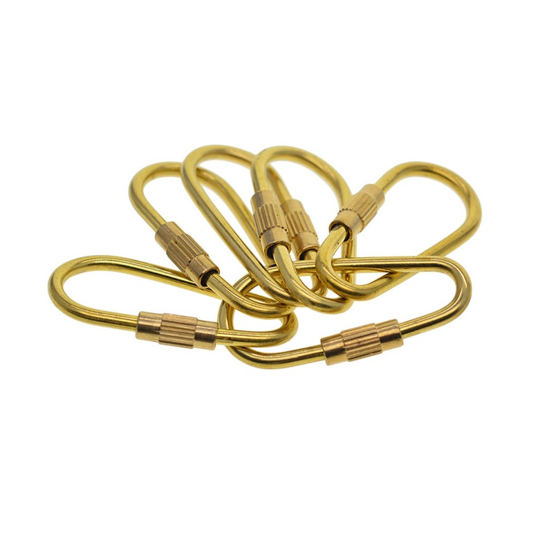 Fine Solid raw brass Pearl Screw Locking Carabiner Key ring Etsy