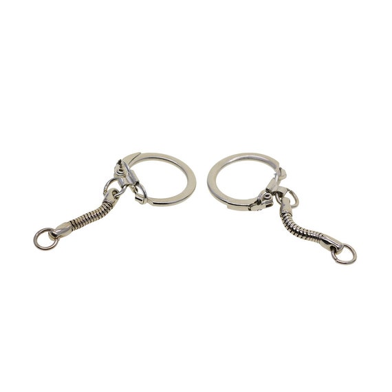 Silvertone Locking Key Ring with Snake Chain