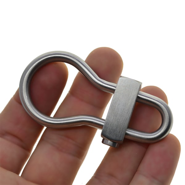 handmade Heavy duty Solid stainless steel bulb click Locking snap Carabiner Key ring Clasp Safety Hook Tool Keychain DIY FOB EDC
