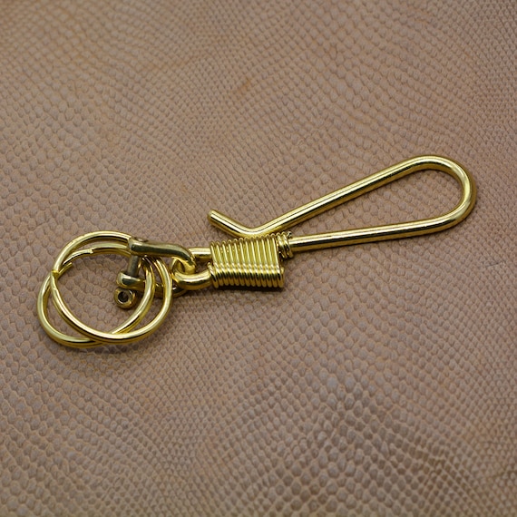 Fine Handmade Biker Wired Brass Japanese Fish U Hook Belt Clip Keychain  Shackle Jean Chains With 2 32mm Split Keyring 