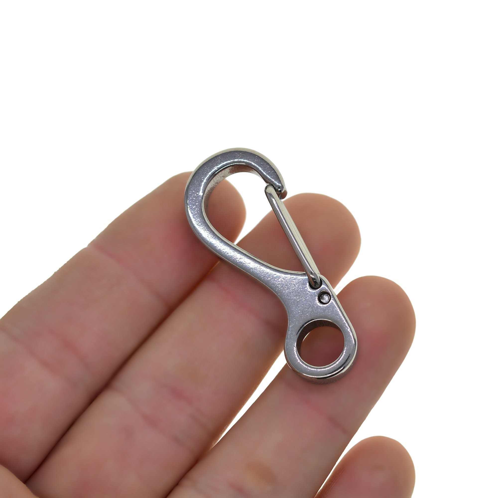 1 Inch Small Mini Tiny Super Strong Fine Ti Solid Stainless Steel Spring Snap  Hook Quick Release Carabiner Paracord Clasp Diving EDC DIY 