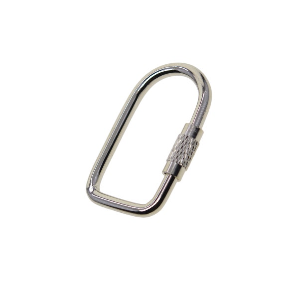 Silver plated 1.5 inch Fine metal arch oval square quick release Screw Locking Carabiner links Key ring keychain tag links