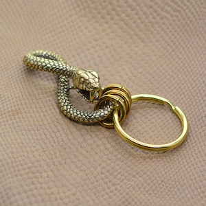 Punk Halloween super fine antique brass 3D cobra naja naja snake Japanese fish hook keychains jean chains belt hook keychains DIY