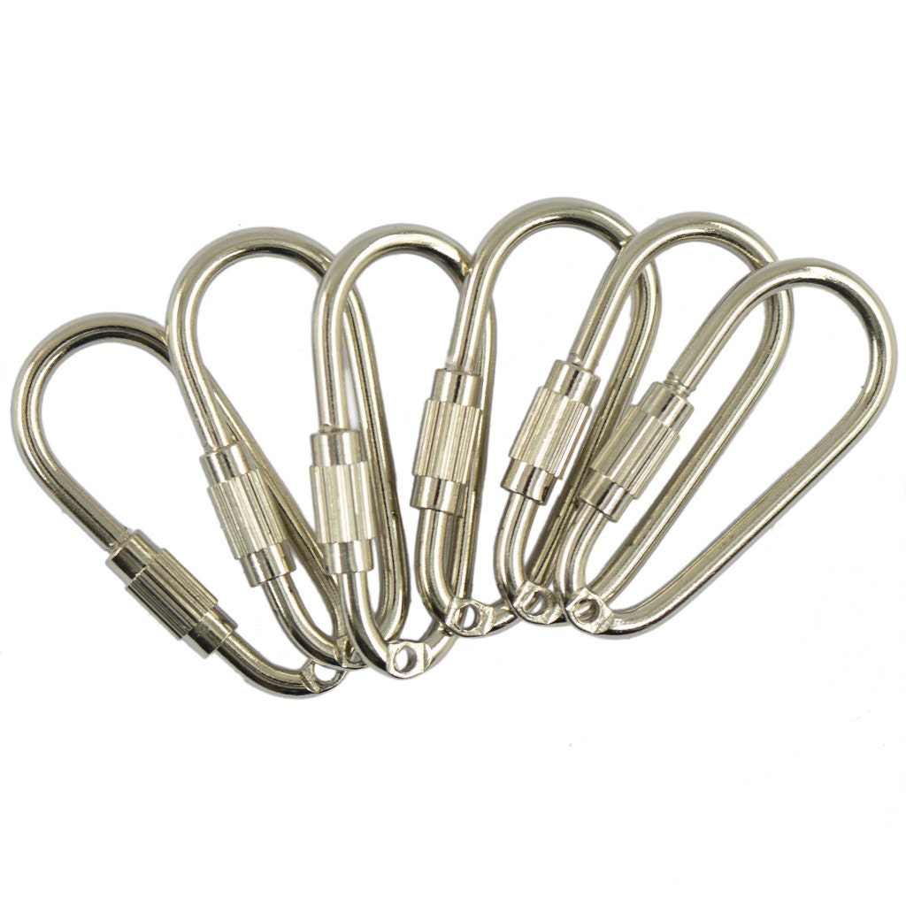 6pcs Mini Titanium Locking Carabiner,small Lightweight Sturdy D-ring Keychain  Clip For Indoor Outdo