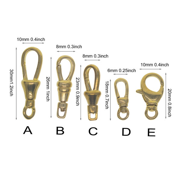 18mm to 30mm assorted classic styles small Solid Brass vest Pocket Watch Swivel Clip spring load Snap Hook Buckle DIY Accessories