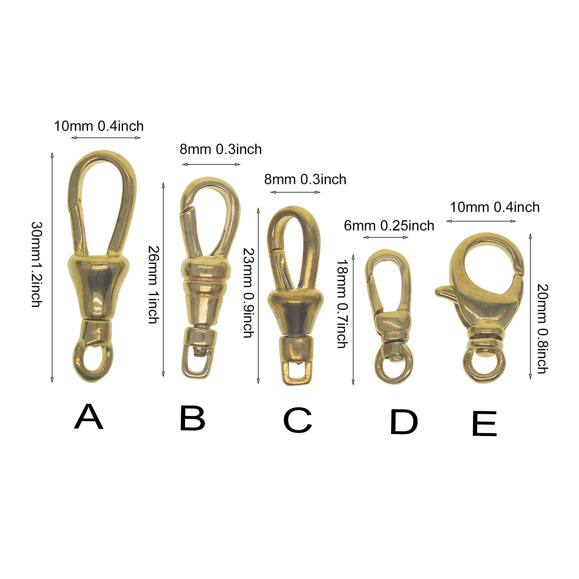 Buy 18mm to 30mm Assorted Classic Styles Small Solid Brass Vest Pocket  Watch Swivel Clip Spring Load Snap Hook Buckle DIY Accessories Online in  India 