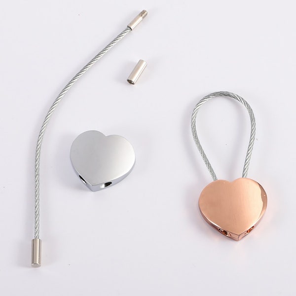 coeur en métal plaqué or rose et argent fil en acier inoxydable vis serrure porte-clés porte-clés longe outil bricolage FOB EDC connecteurs