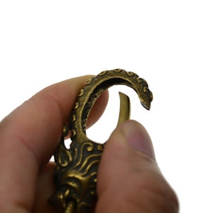 solid brass Handmade spring snap oval antique brass Japanese red eye Dragon Unicorn hook FOB keychain jean chain lanyard DIY image 4