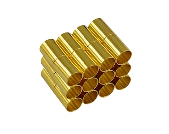 12 Sets Leather Kumihimo Glue In 4mm / 5mm/ 6 mmTube Barrel Magnetic Clasp Jewelry DIY Making  Silver/Gold plated