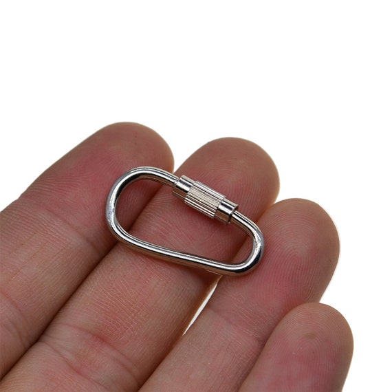 Tiny small Steel Pearl Screw Locking Carabiner Keychains Clasp Etsy