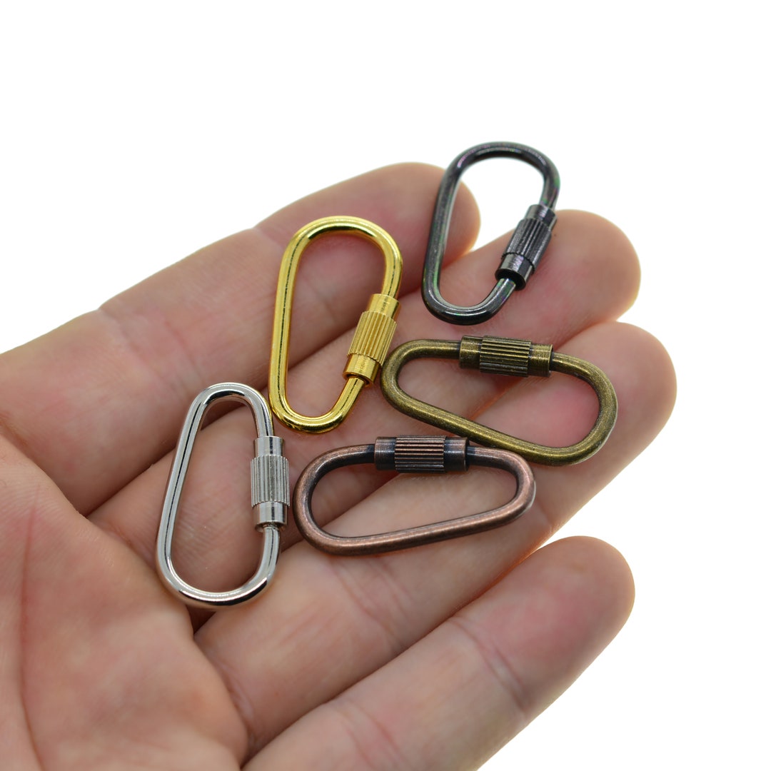 5 Pack - Secure Belt Clip Key Holder with Metal Hook & Heavy Duty 1 1/4  Inch Keychain Ring - Metal Key Chain Keeper for ID Badge & Keys or Small  Tools