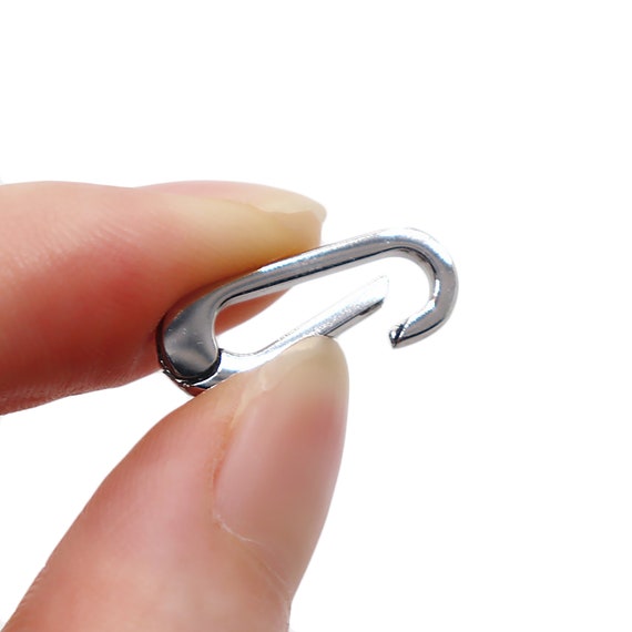 0.7 Inch 18mm Small Mini Tiny Super Strong Fine Solid Stainless Steel Spring  Drop Snap Hook Quick Release Carabiner Clasp EDC DIY 