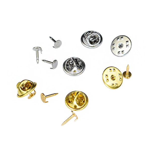 solide brass Blank Brooch Tie Pins Pinch Badge brooch Pinch Tac Pads with Clutch Back assorted colors