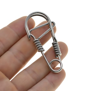 handmade Unique creative Fine biker Large stainless steel wire wrapped snap clip hook Carabiner Key ring Keychain clasp FOB