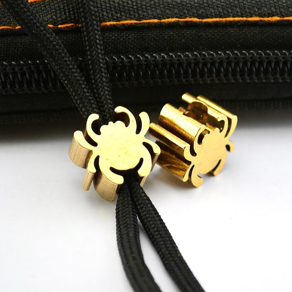 CNC Metal solid Brass and copper Paracord 550 Hole Spider Beads EDC  for Knives  Knight Knife Keychain outdoor accessory decor