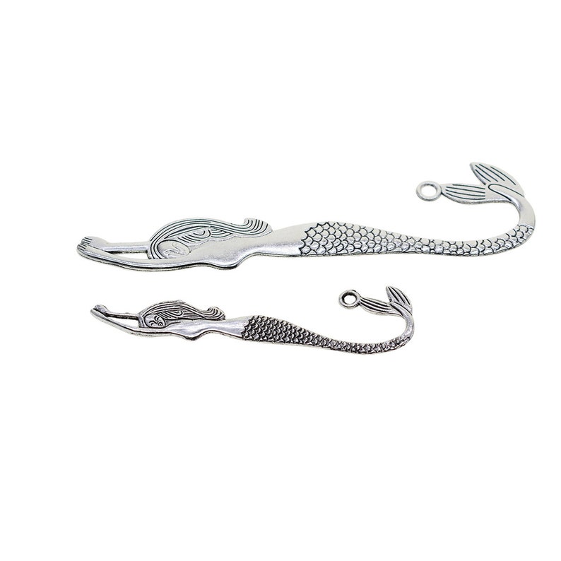 Classic LONG and short Tibetan Silver metal alloy Beading Mermaid Bookmarks With Loop For Jewelry DIY Making image 5