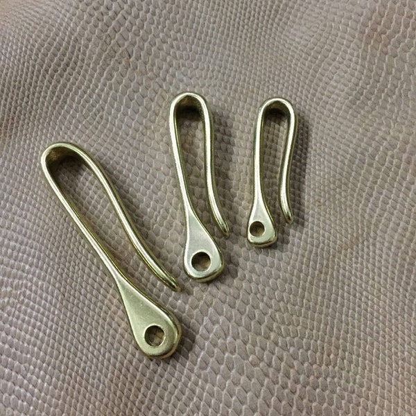 handmade Fine Solid  raw brass Round Creative Japanese fish hook Keychain key Ring  Holder EDC DIY making supplies