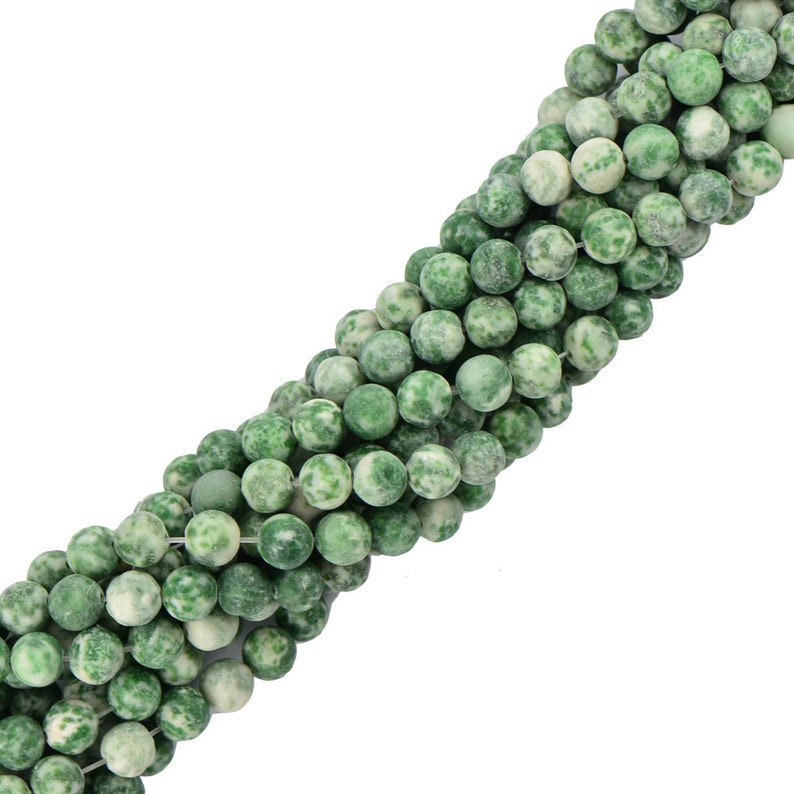 4/6/8mm Matte Unpolished Frost Green Dot Jade Gemstone Loose - Etsy