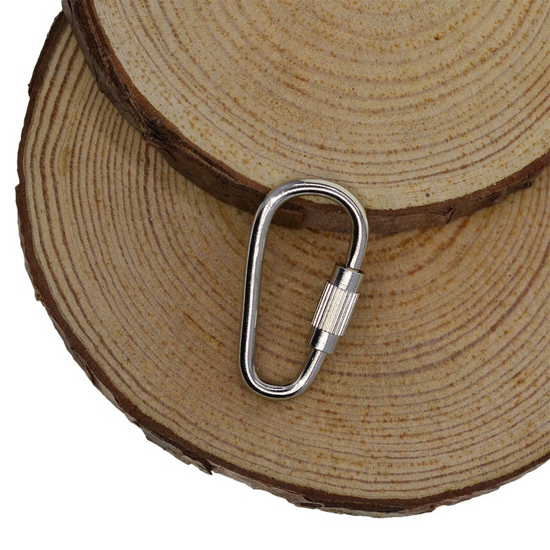 Tiny small Steel Pearl Screw Locking Carabiner Keychains Clasp Etsy