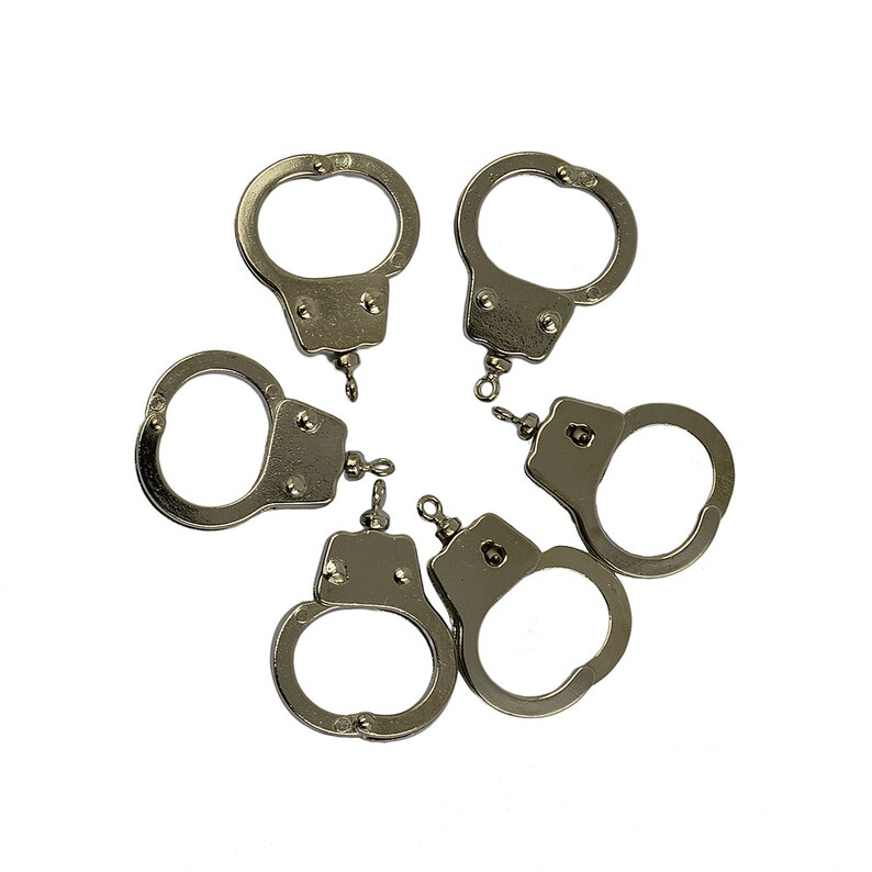 6 Pcs Silver Steam Punk Mini Thumb Finger Hand Cuff Key Ring Etsy