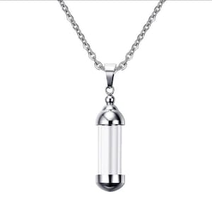 Fine handmade Clear Glass Tube Urn Keepsake Wishing Bottle  Charm Lucky Pendant Necklace for Girls Women silver and retro brass