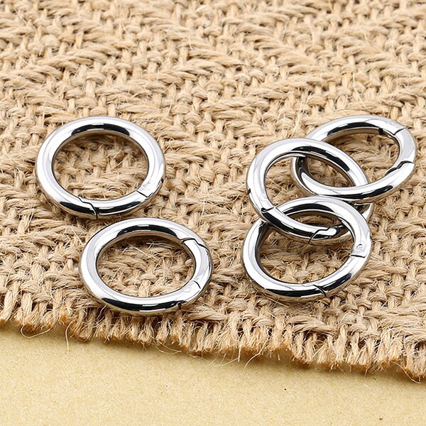 handmade Korea mirror polished 20mm 0.8inch 18mm 0.7inch 316 stainless steel  round snap spring hook clasp chain bangle  DIY Accessory