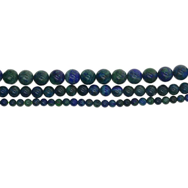 4/6/8mm Blue Green Round Natural Peacock Lapis Lazuli Gemstone Loose Spacer Beads 15'' Round Jewelry DIY Making Supplies