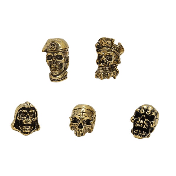 assorted  Antique brass large hole 550 Hole pirate skull Paracord knife Beads EDC Survival Keychain outdoor accessory decor