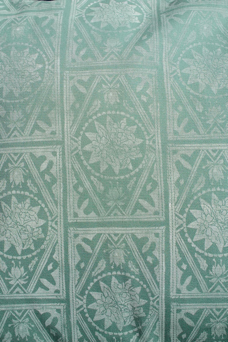Handprinted cushion cover Cement Tiles in green image 3