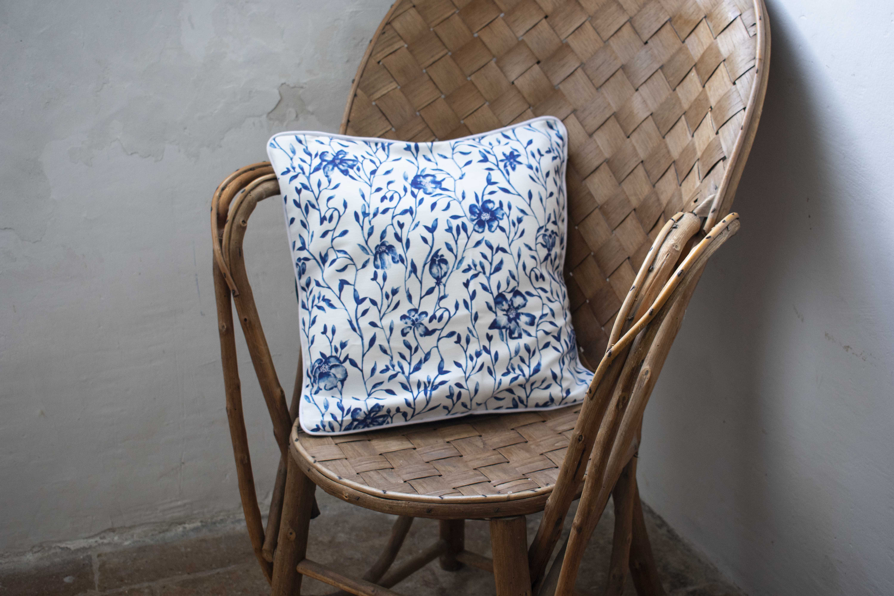 Housse de Coussin en Toile avec Passepoil Delft