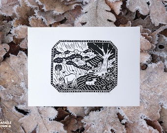 Stampa originale su linoleum "Il pastore"