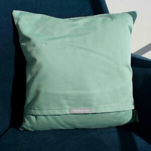 Handprinted cushion cover Cement Tiles in green image 4