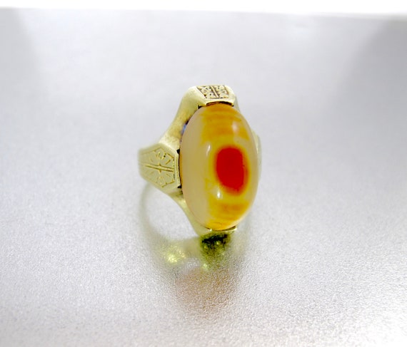 Antique 14K Carnelian Agate Ring. Victorian Yello… - image 7