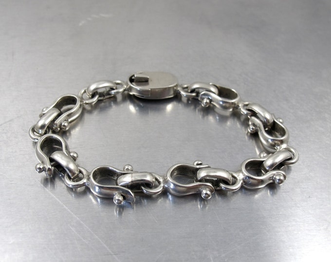 Sterling Nautical Shackle Link Bracelet Sterling Silver Etsy
